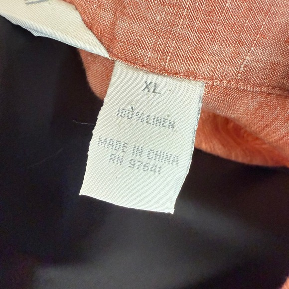 J. Jill Women's Linen Long Sleeve Button Front Classic Casual Top Orange Size XL - Picture 4 of 5